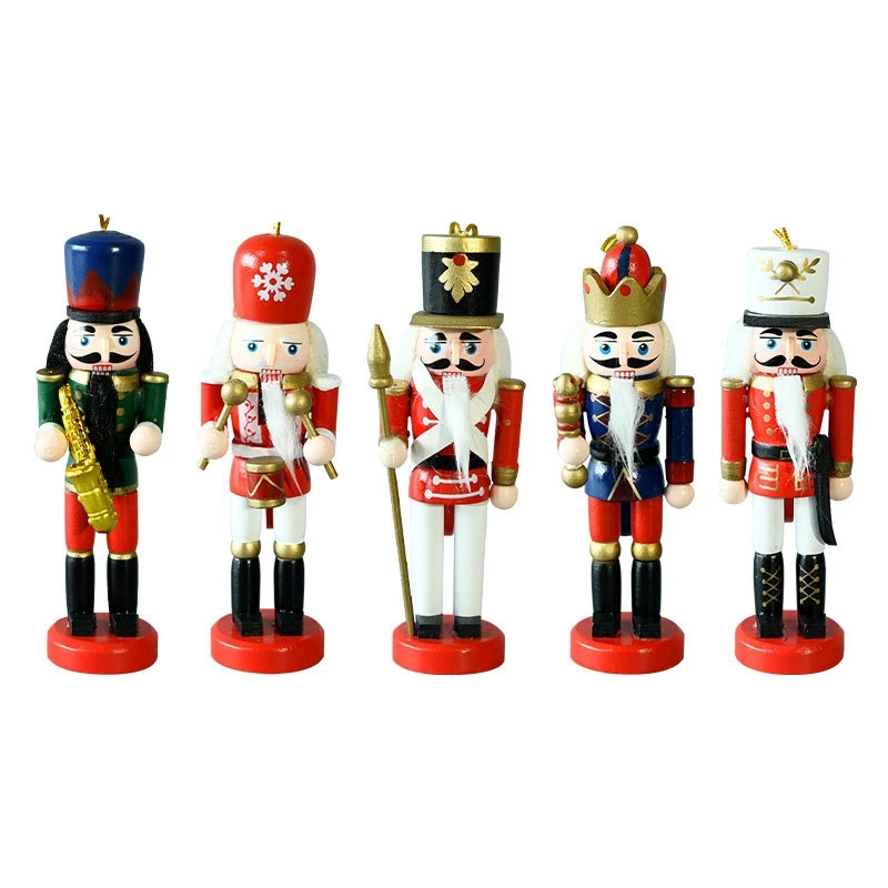 

5Pc/Set Christmas Nutcracker Wooden Ornaments Saxophone Soldiers Manual Decorations 13Cm Christmas Tree Decoration