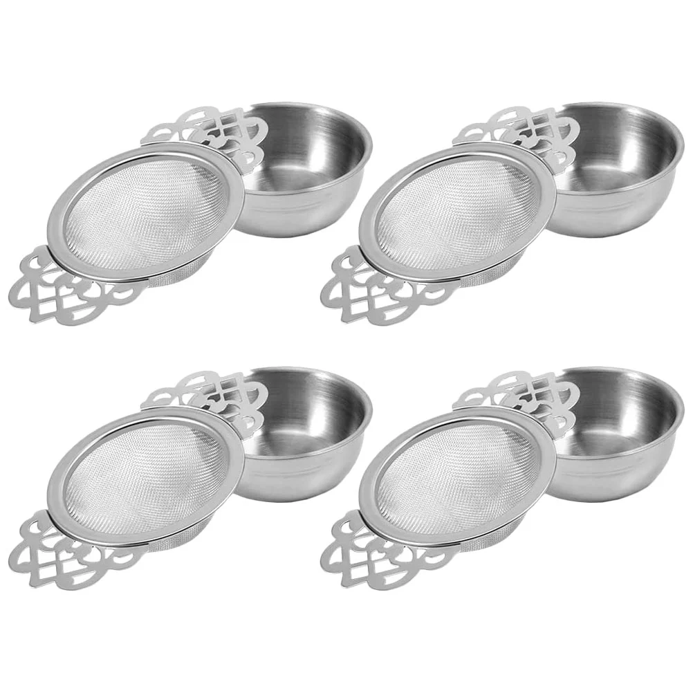

4pcs Stainless Steel Double Side Handle Fine Mesh Teapot Infuser Tea Infuser Filter Loose Tea Infuser