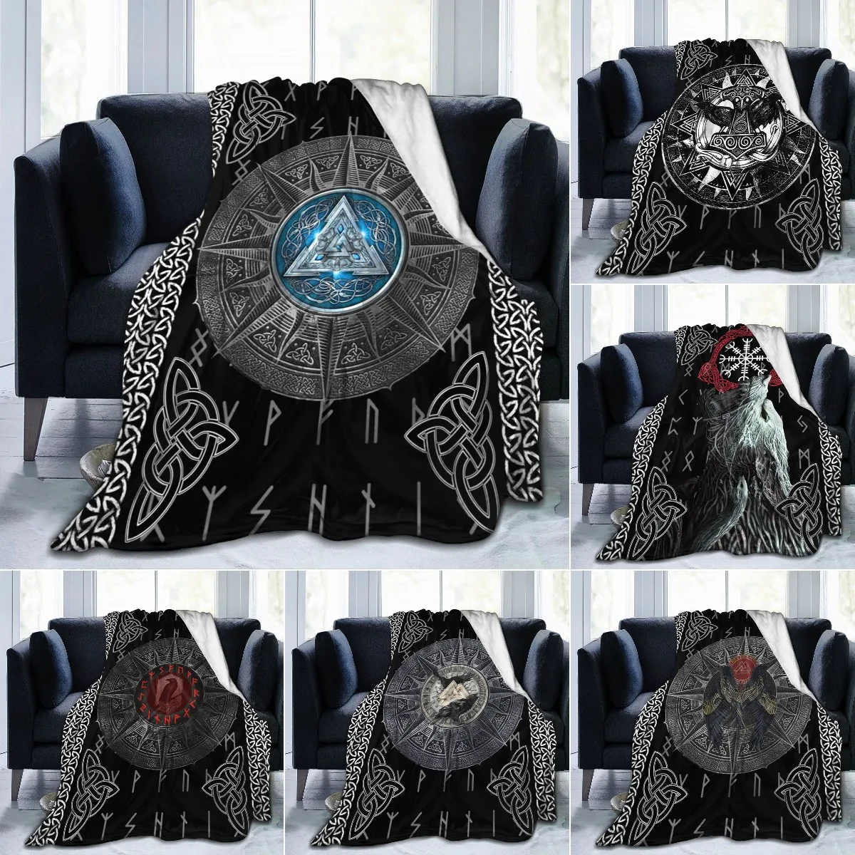 

Viking Theme Flannel Throw Blanket for Sofa Couch Living Room All Season Warm Blanket Super Soft Lightweight King Full Twin Size