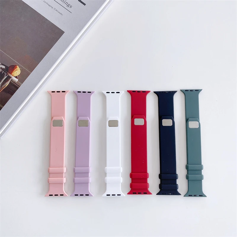 

Silicone Strap For Apple Watch Band 44mm 45mm 42mm High Quality Sport Belt iWatch 40mm 38mm 41mm Series 7 6 5 4 3 SE Bracelet