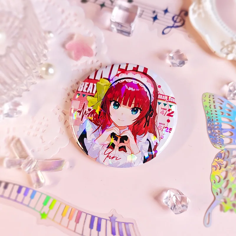 Аниме фигурка ангела Beats Tachibana Kanade Nakamura Юрий жесть лазерный круглый значок рюкзак