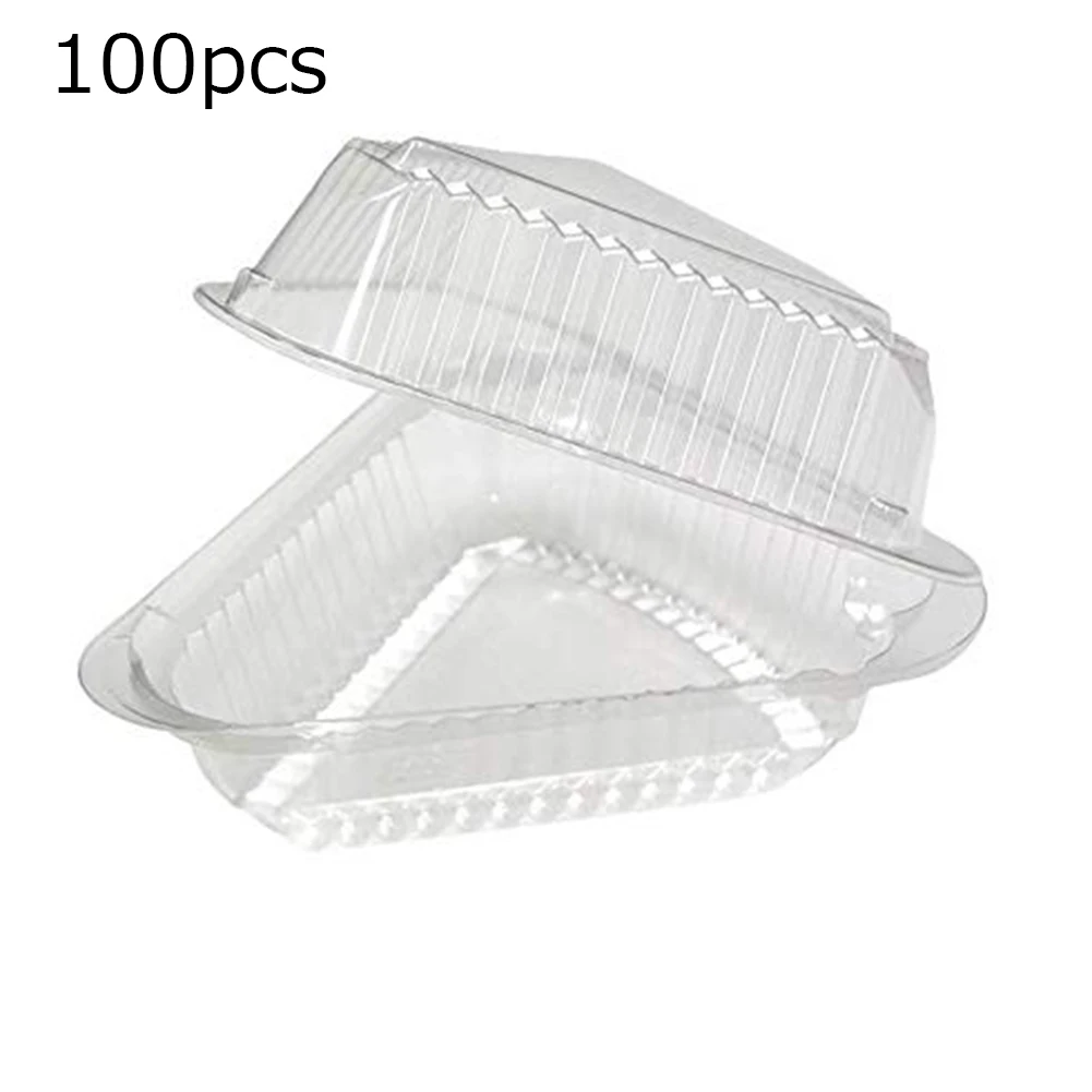 

100PCS Triangles Plastic Pie Sandwich Cake Box Snack Pastry Transparent Container Pizza Dessert Storage Box Wedding Party Decor