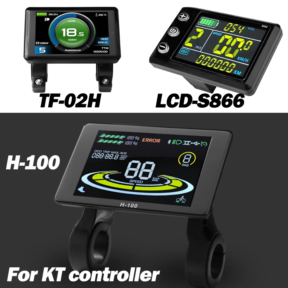 Фото Для дисплея KT Ebike TF-02H/H-100/LCD-S866 24 В-72 В с ландшафтным режимом, красочная ЖК-панель приборов с 5-контактным водонепроницаемым разъемом №1