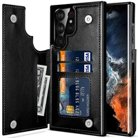for samsung galaxy s22 ultra cover wallet case id credit card slot holder cash pocket sleeve pu leather magnetic closure case