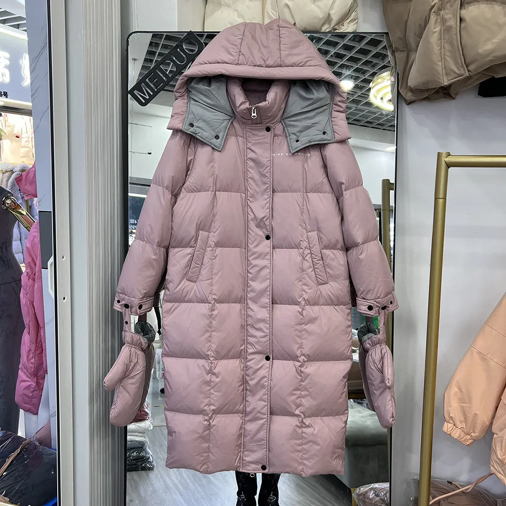 

New Women Casual Style Long Down Jacket 90% White Duck Down Jackets Autumn Winter Thick Warm Hoodies And Female Outwear