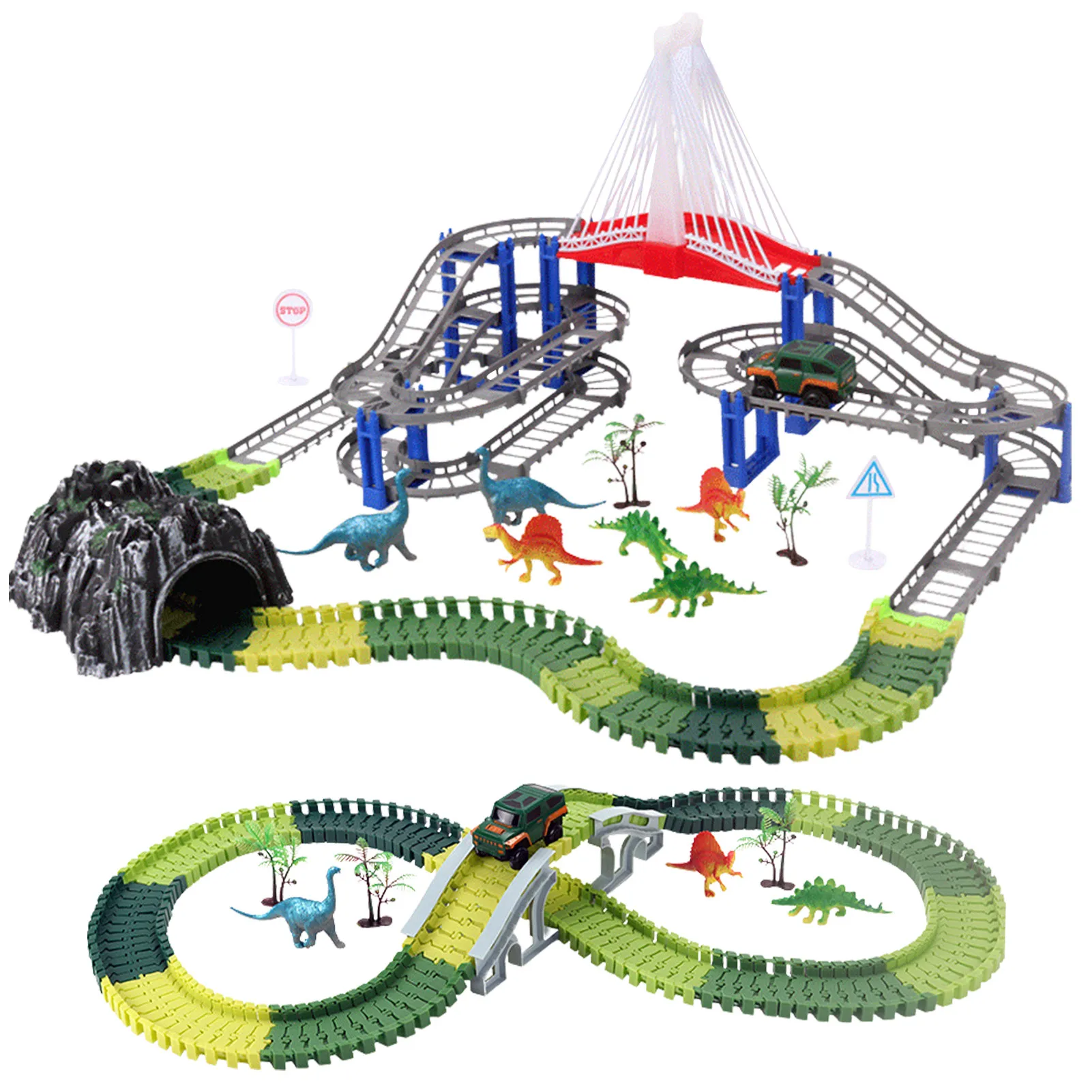 

Dinosaur Racing Tracks Rail Car Toys DIY Bend Flexible Race Track Cars Railway Educational Toys For Children Gift Track Toy