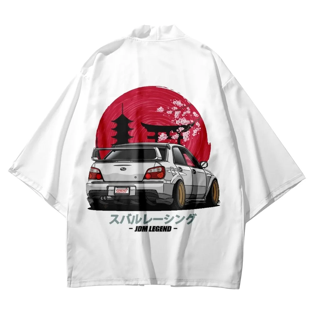 

Car 0 3D Printing cool kimono men's Loose Short sleeve Beach top kimono men's fashion