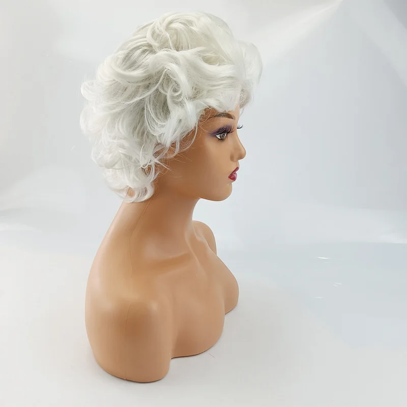Европейская и американская белая мода короткие вьющиеся волосы белое химическое