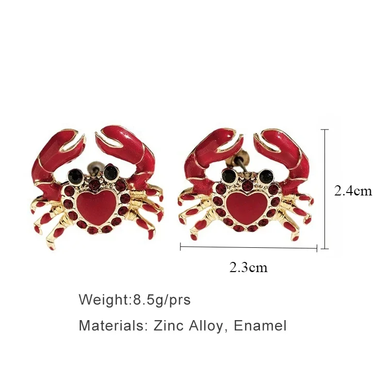 Модные красные эмалированные милые серьги-крабы для женщин персонализированные