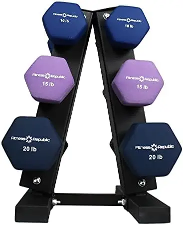 

Steel Dumbbell Holder Combo, Dumbbell Sets with RACK A-Frame, Free weights dumbbells set for home gym exercise, 3/5 Tier weight