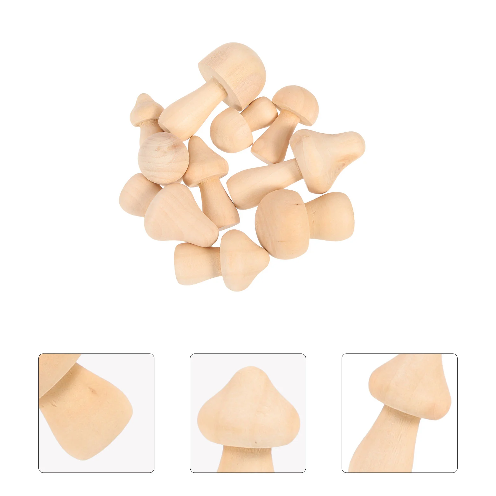 

10 Pcs Wood Mushroom Decor Things Mushrooms Crafts Toys Wooden Kids Painting Unfinished Plain Drawing Shapes