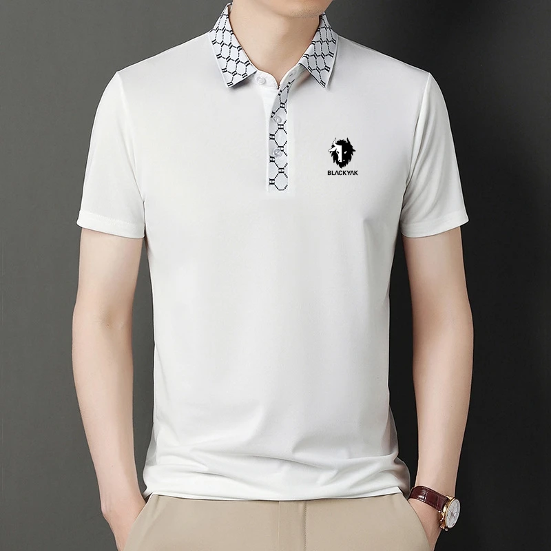 

Top Grade Polo Shirt Brand Designer Summer Black Yak Polo Shirt Men Comfortable printing Short sleeves Executives Men Clothes