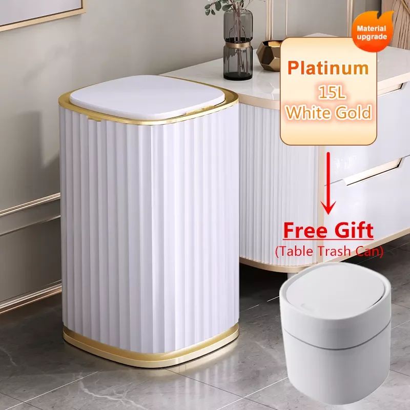 

12/15L Smart Sensor Garbage Bin Kitchen Bathroom Toilet Trash Can Best Automatic Induction Waterproof Bin with Lid Narrow Seam