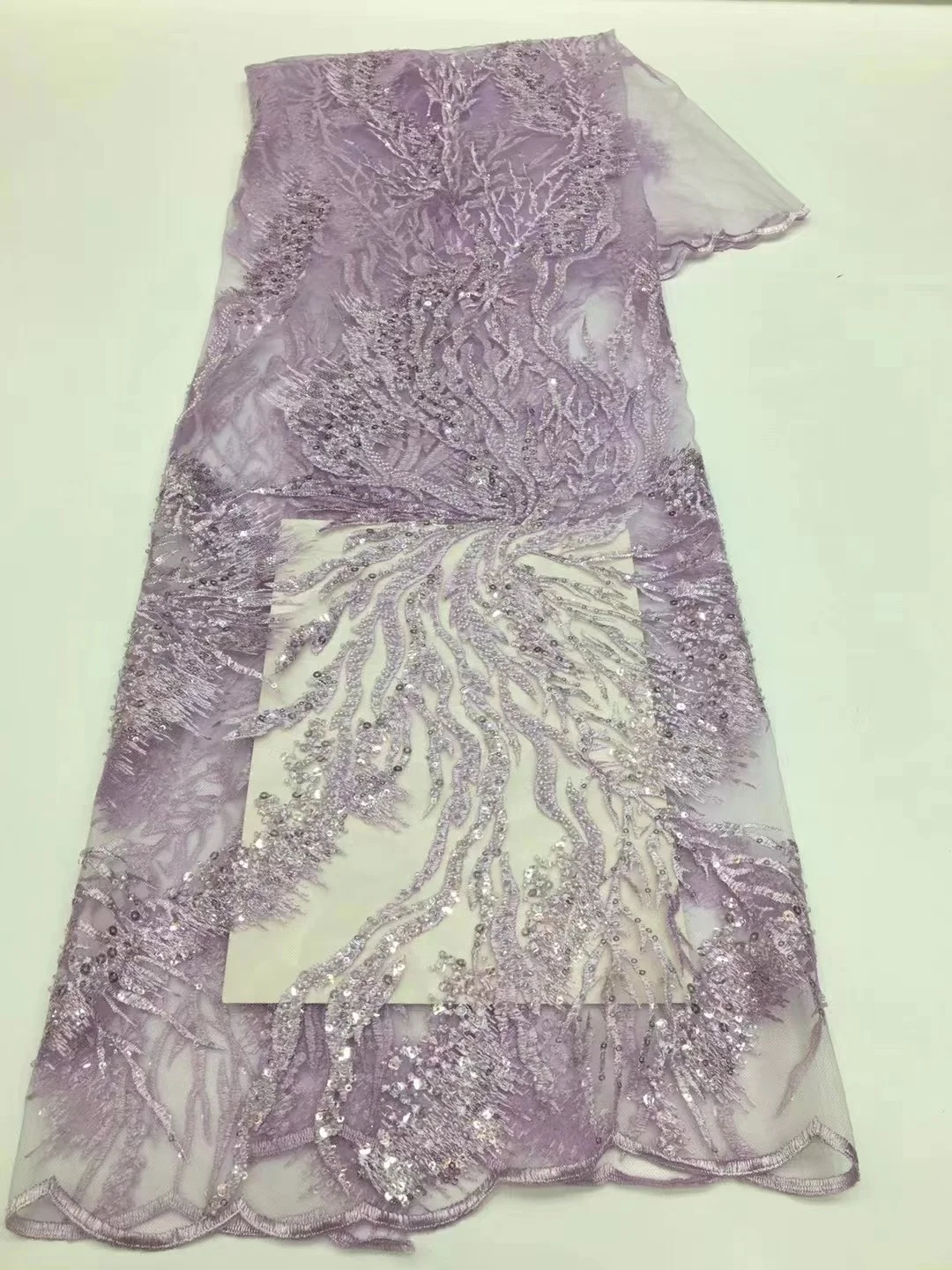 

Purple Lace African Net Lace Sequins African French Tulle Lace Beads African Lace Fabric 5Yards Nigerian Lace Fabric For Wedding
