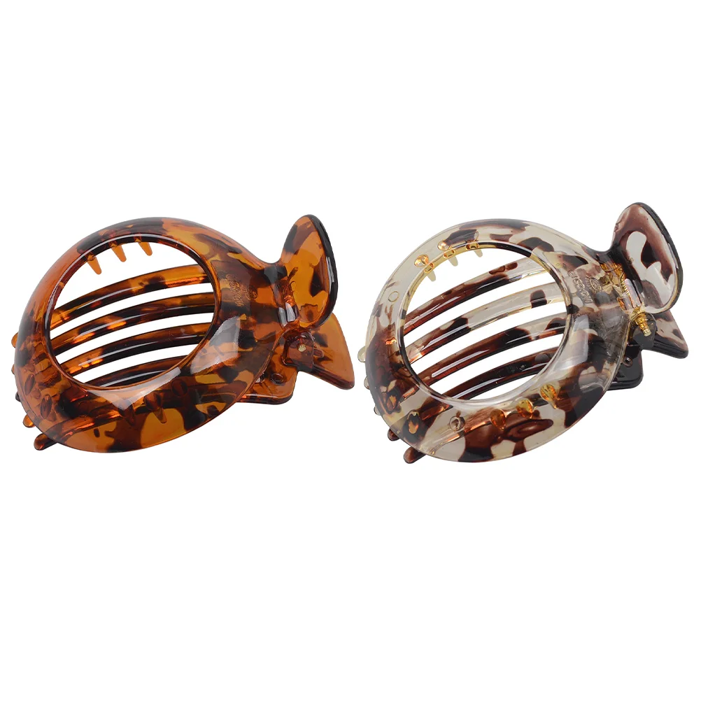 

2 Pcs Hairpin Women Headdress Clips Stylish New Round Shape Fashionable Headgear Resin
