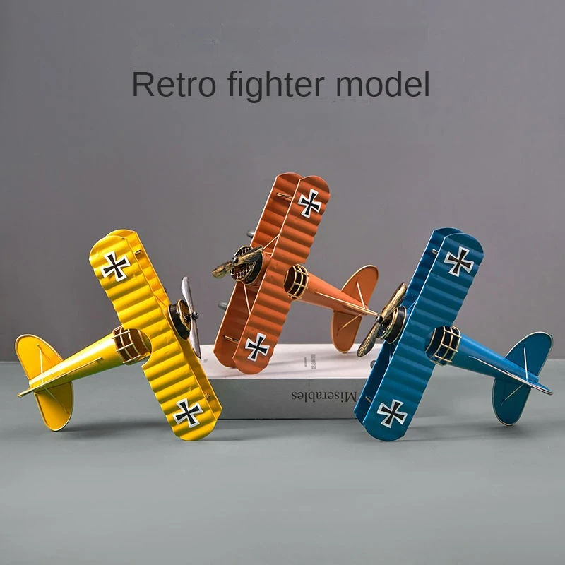 

Modern Home Decoration Handmade Retro Fighter Jet Model Bedroom Desktop Small Ornaments Living Room Wall Hanging