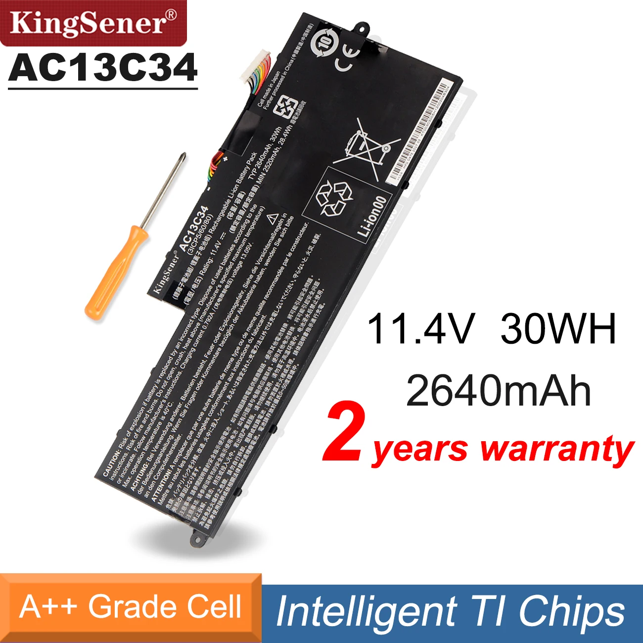 Новинка, Аккумулятор для ноутбука AC13C34 KingSener для Acer Aspire V5-122P V5-132 E3-111 E3-112 MS237 KT.00303.005 11,4 V 2640mAh 30WH