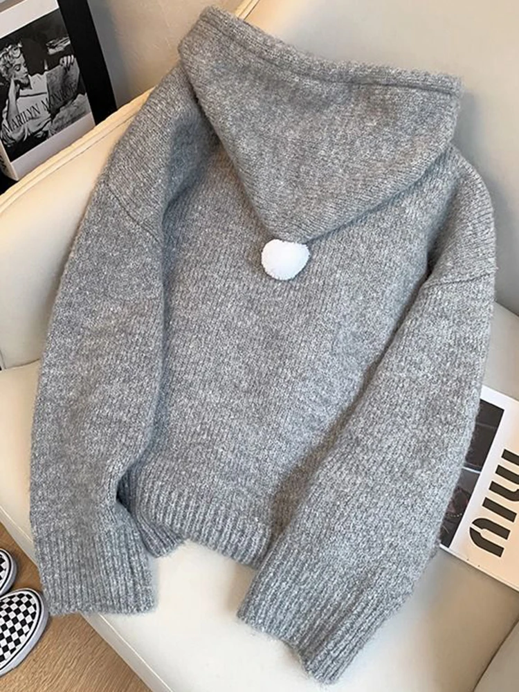 Zoki милые свитера со снеговиком женские ленивый ветер серый вязаное пальто с