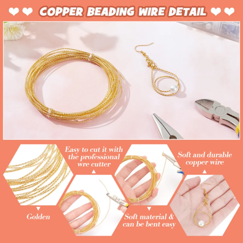 5 Meters Colorfast Brass Wire 1mm Spiral Metal Beading Wire for Jewelry Making Bracelet Earring DIY Hanging Decor Craft Supplies