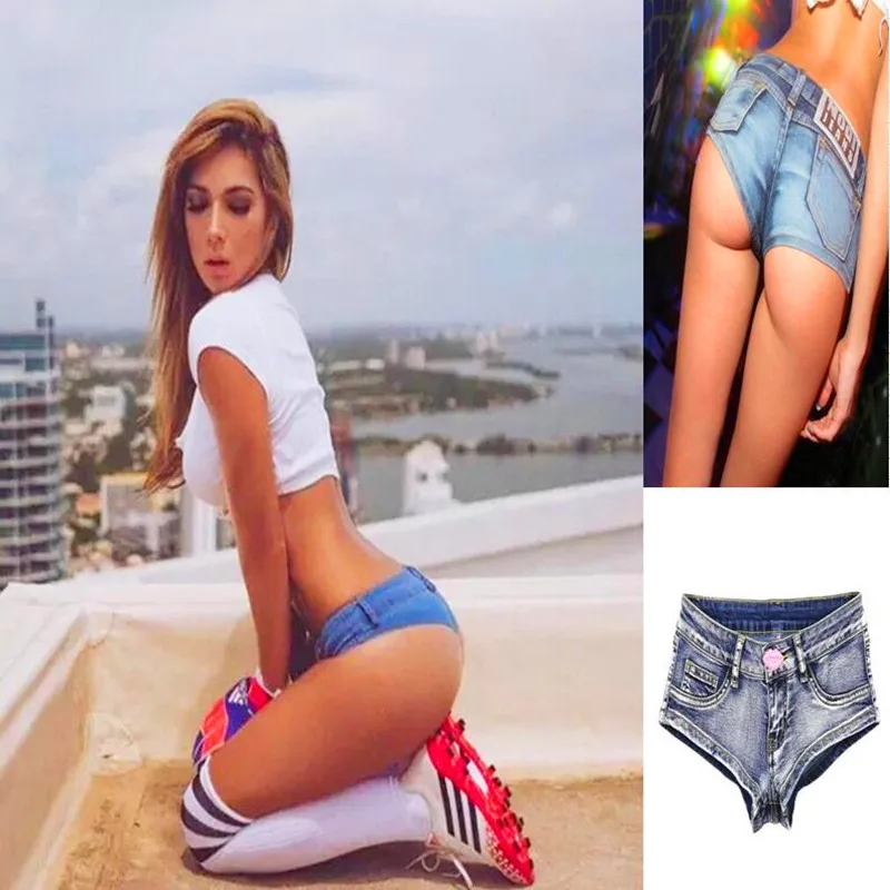 

Sexy Red Lips Bikini Bottom Shorts Fashionable Women's Denim Shorts, Cotton Super Hot Mini Booty Party Club Skinny Casual Shorts