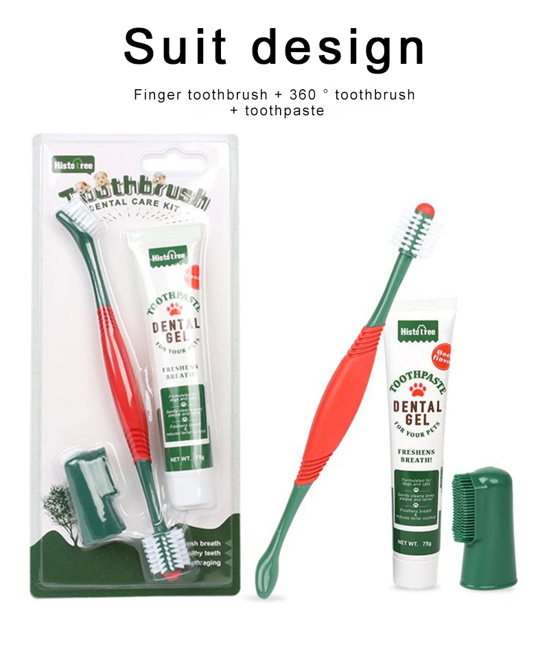 

New Pet Oral Teeth Cleaning Care Products Pet Toothbrush Set Finger Brush Beef/Vanilla Toothpaste Dog Oral Cleaning Products
