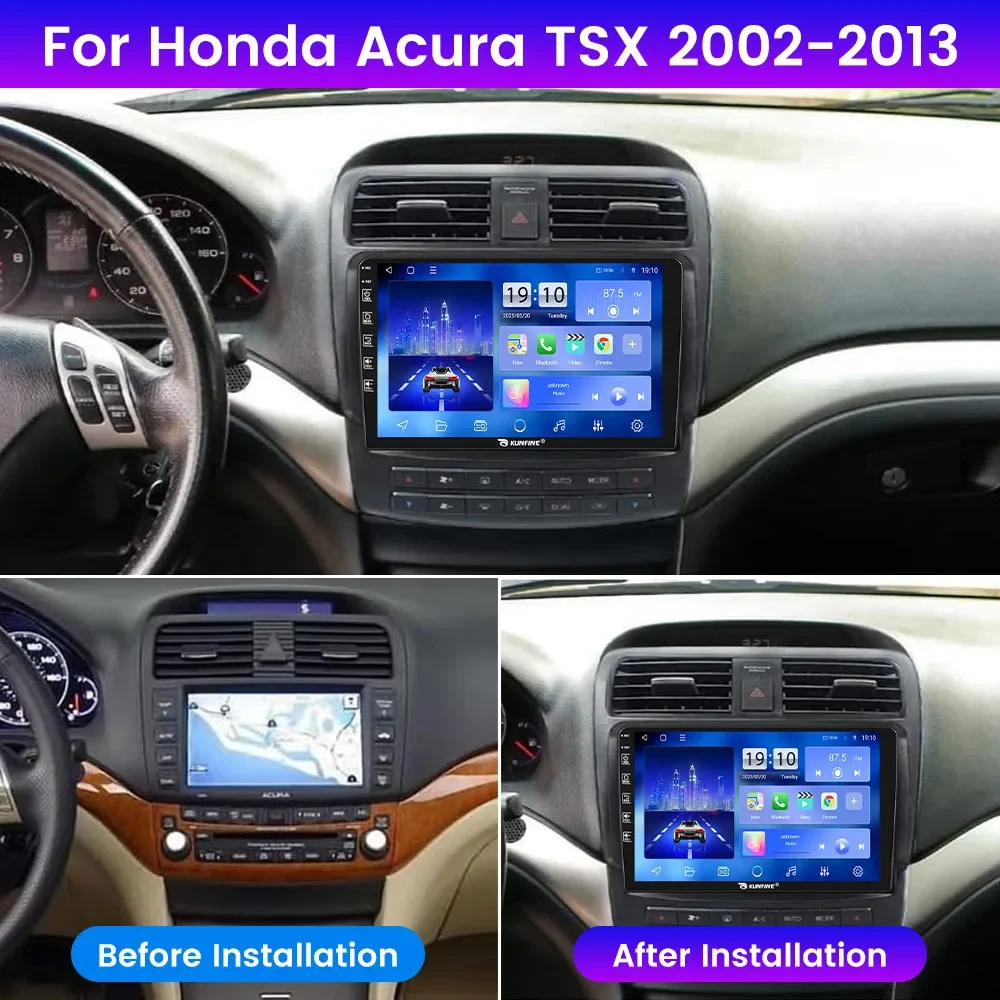 Фото 2Din Android автомобильный радиоприемник для Honda Acura TSX 2002-2013 мультимедийный видеоплеер GPS-навигация стерео аудио головное устройство Carplay 4G №2