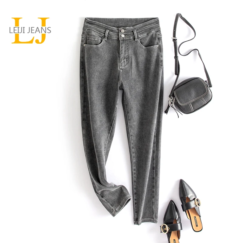 

Женские джинсы-бойфренды LEIJIJEANS, свободные шаровары с высокой талией, модель 7XL/8XL на весну и осень, 2022