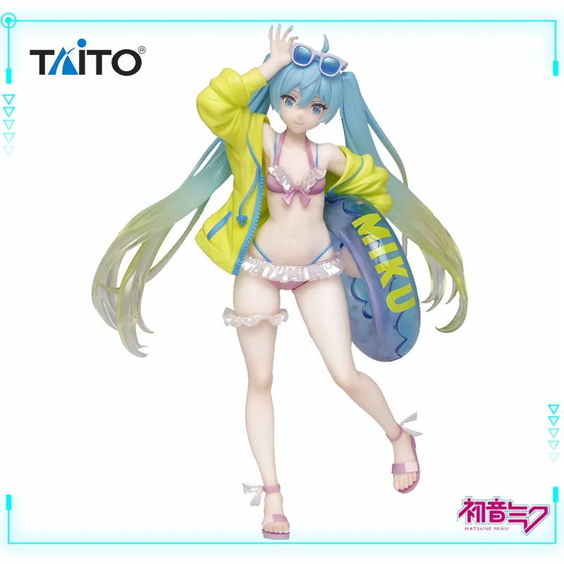 

Taito Original Genuine Virtual Singer Vocaloid Hatsune Miku 3rd Season Summer Ver Natsu No Beach 18cm Figure Model Doll Toy Gift