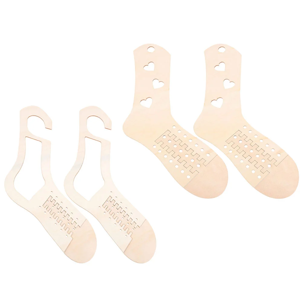 

4 Pcs Hand Knit Sock Form Blockers Knitting Tool Knitted Molds DIY Woven Socks Models Tools Wood Wooden Hollow