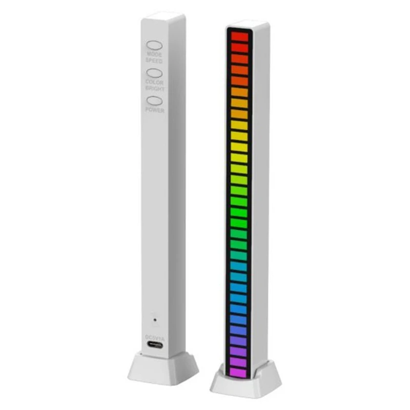 

Умные светильник ные световые панели, RGB Световой индикатор уровня музыки, USB Голосовое управление звуком, 32 бит для автомобильных игр, ПК, ТВ