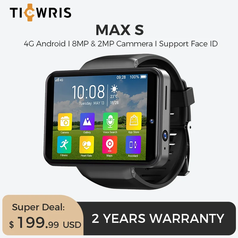 

TICWRIS MAX S 4G Android Smart Watch Phone 2.4" 2000mAh Dual Camera 3GB 32GB GPS Men’s Smartwatch 2022 for Android IOS Phone