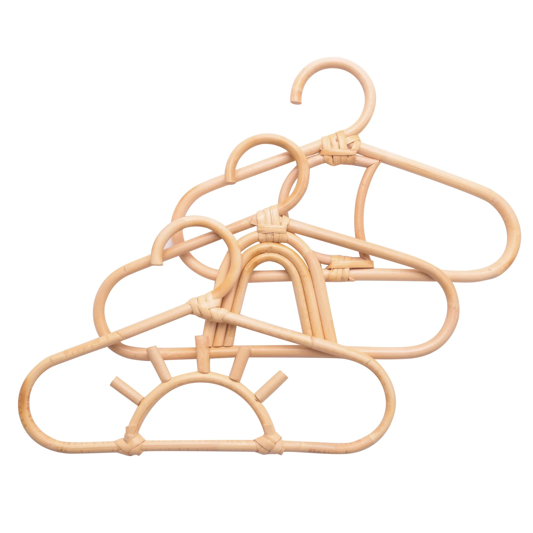 

3Pcs Rattan Kids Hanger Kids Garments Organizer Rack Hat Hanging Hook Wall Hooks Kids Hanger