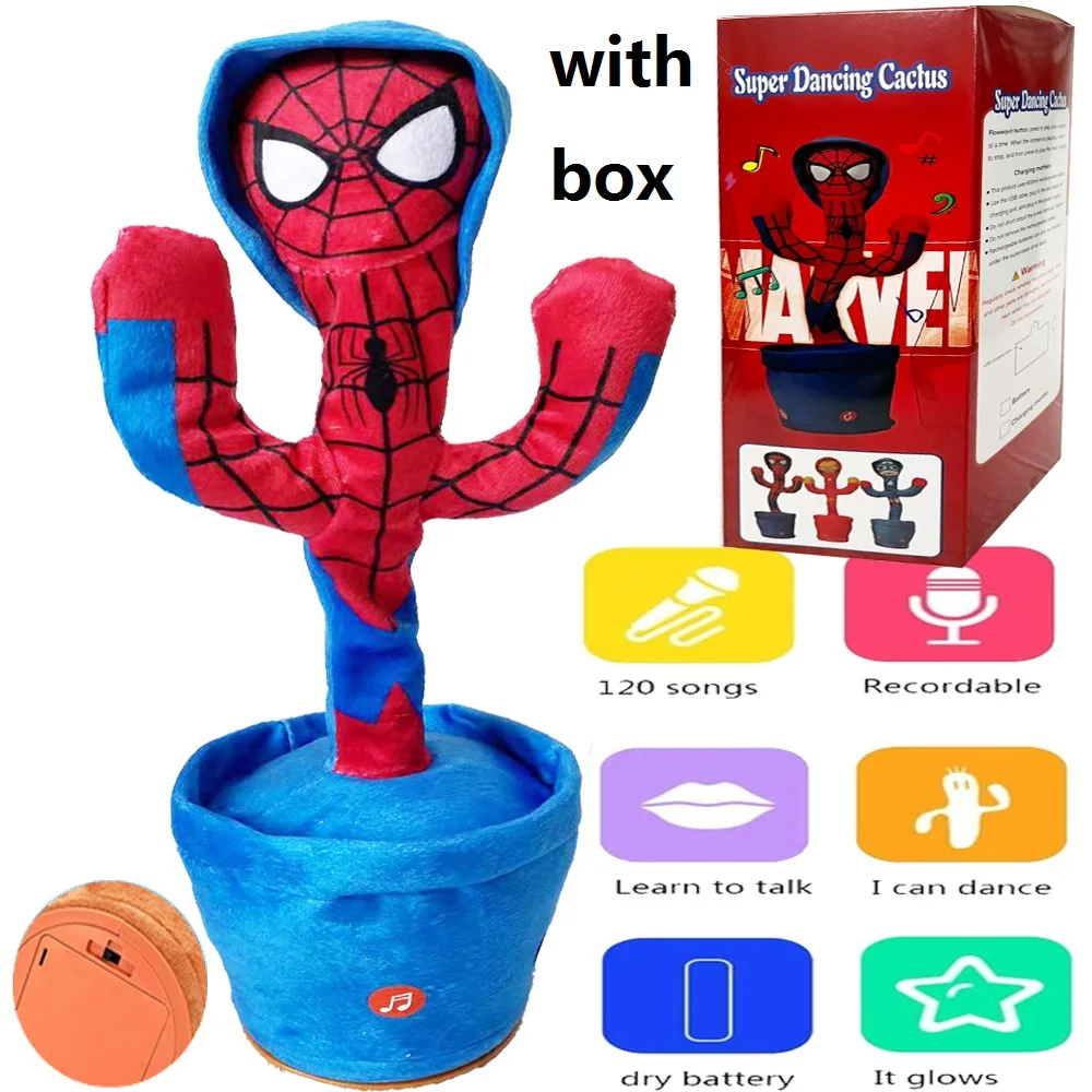 

Disney Avengers Spiderman iron Man Dancing Cactus Electric Toy Dancer Parrot Repeat Talking Kid Gift Baby Early Education Toys