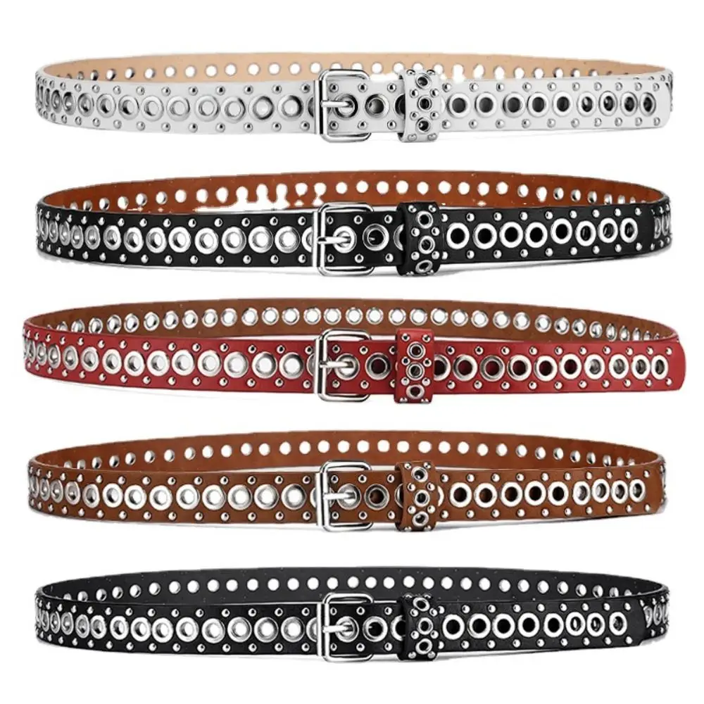 

Fashion Casual Luxury Brand Design Female Ladies Dress Strap Pin Buckle Waistband Gothic Leather Belt Rivet Waist Band