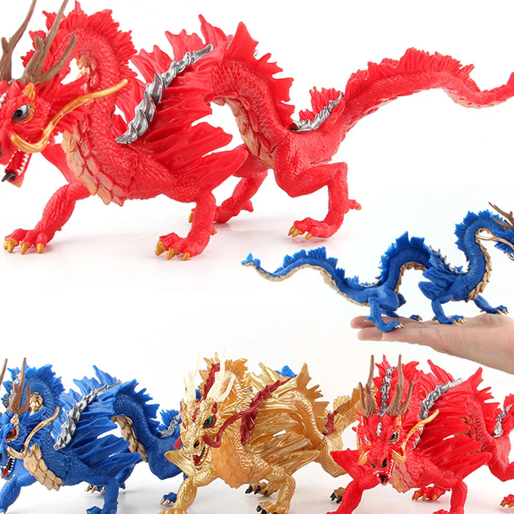 

Golden Dragon Toy Ornament Children Tableware Solid Animal Model Statue Toys Decorative Kids Playset Traditional