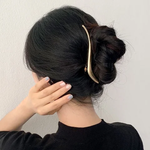Модные элегантные золотистые металлические заколки S-образной формы, заколки для волос для женщин и девушек, корейские заколки для волос, аксессуары для волос