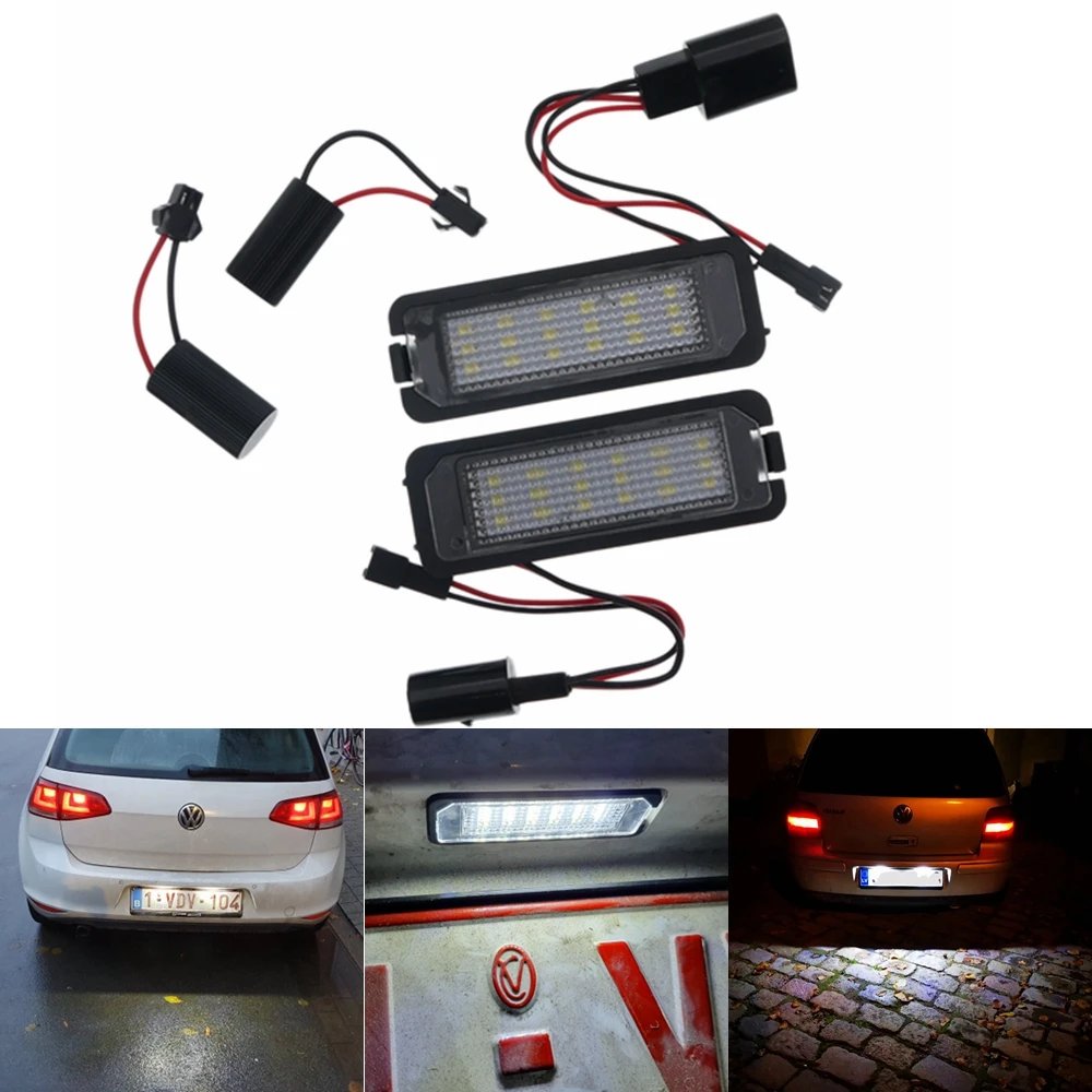 Фото 2CPS 18 светодиодов освещения номерного знака для VW Volkswagen Golf 4 5 6 Eos Lupo Beetle Passat CC Scirocco Polo Skoda SEAT №1