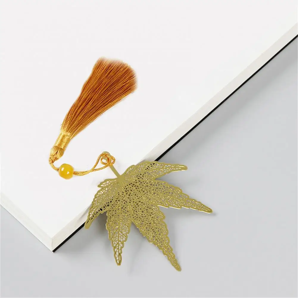 

Decorative Bookmark Good Leaf Vein Tassel Bookmark Stationery Supplies Long Lasting Tassel Bookmark