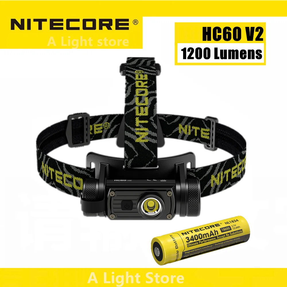 Налобный фонарь NITECORE HC60 V2 аккумуляторный 1200 лм 180 °