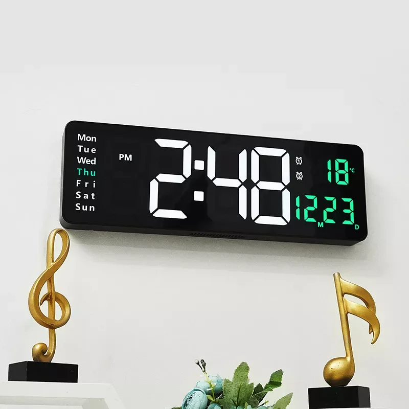 

Rectangle Nordic LED Wall Clock Wall-mounted Living Room Home Bedroom Study Clock Large Screen Ten Levels Brightness Adjustment