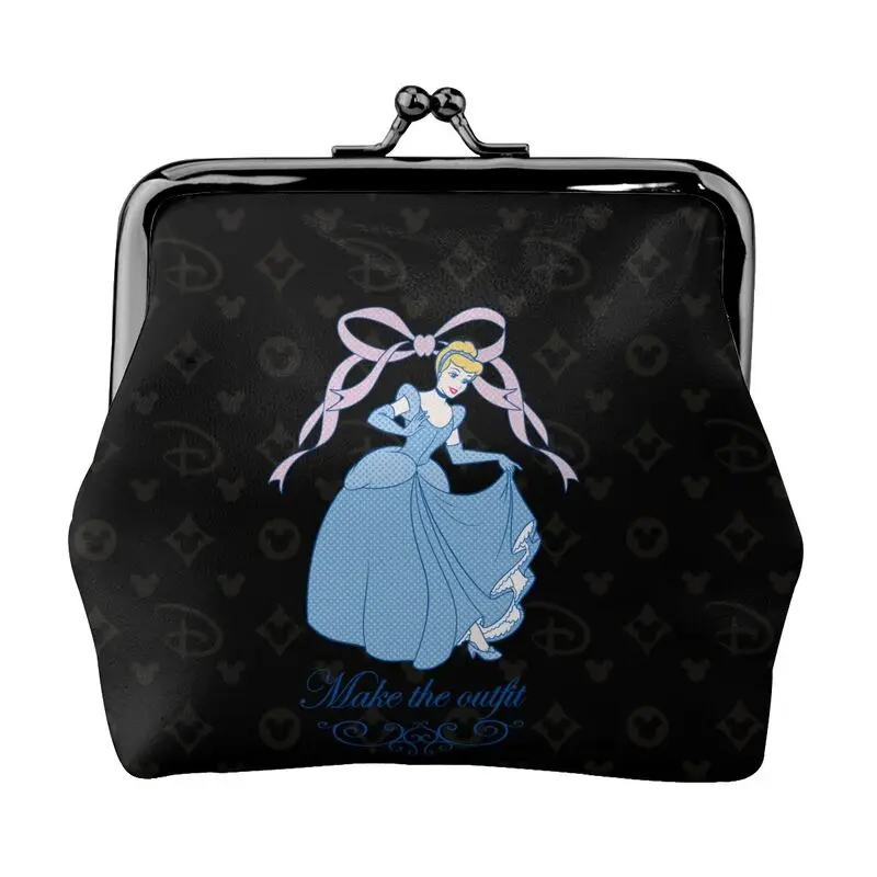 

Disney Brand Bag New Woman Cartoon Print Leather Kiss Lock Coin Purse Design Short Wallet High Quality Girl Clutch Card Holder