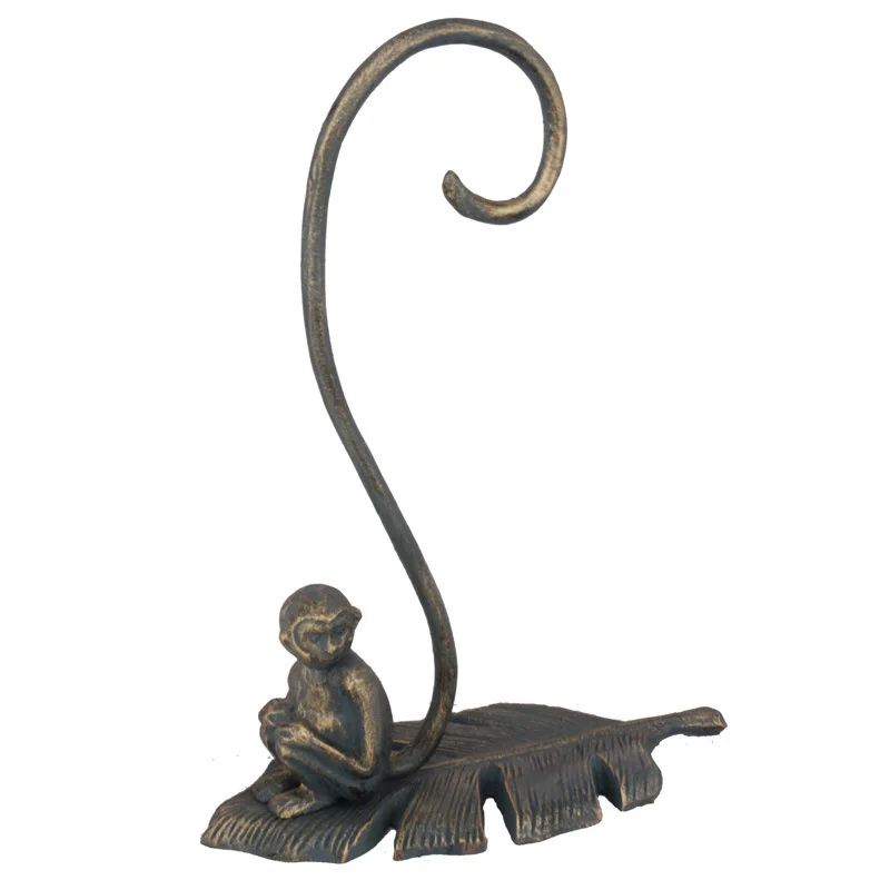

European Style Retro Cast Iron Monkey Ornaments Crafts 3D Single Hook Creative Wall Decoration Iron Art Hook Artwork