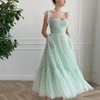 simple formal evening dress womens a line elgeant sage green tea legenth homecoming cocktail dresses party prom gown 2022