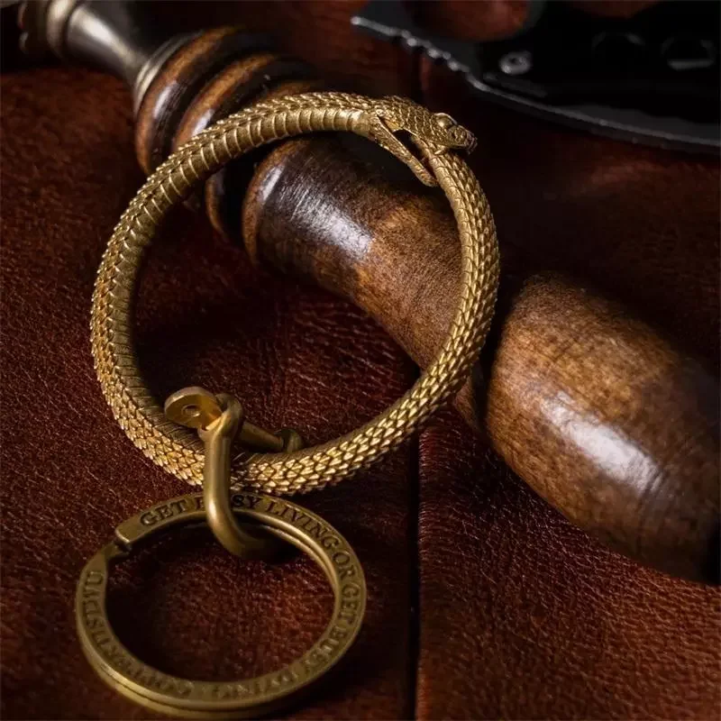 

Brass Snake Key Ring Bite Snake Ring Keychain Snake Ouroboros Key Ring Accessory Pendant Copper Snake Car Hanging