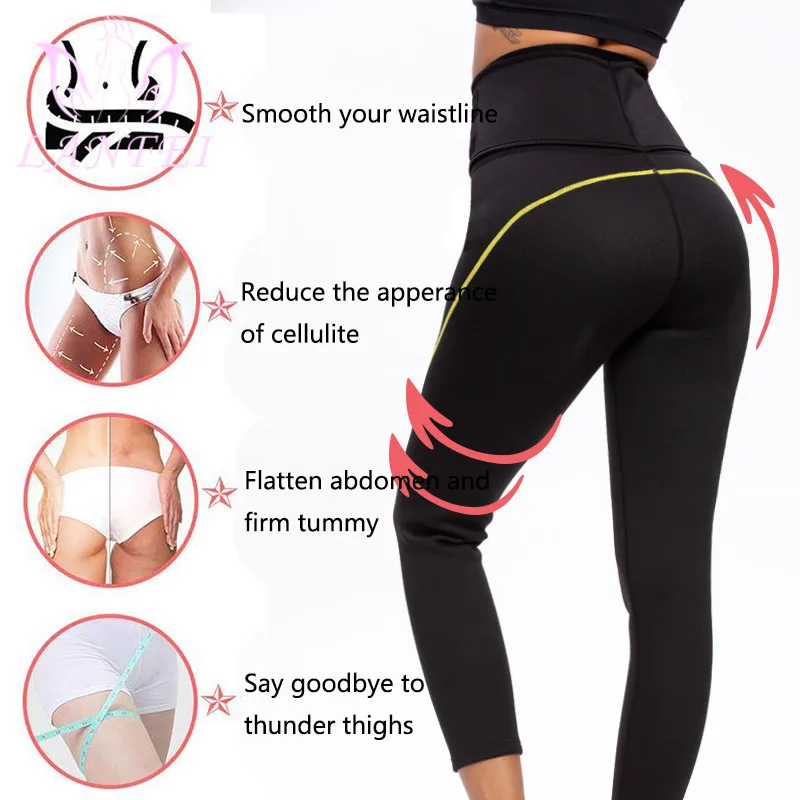 LANFEI High Waist Neoprene Slimming Pants Women Waist Trainer Cincher Belt Sweat Sauna Panties Trouser Tummy Control Girdle Suit