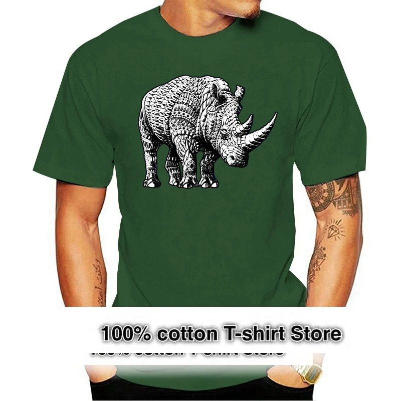 

T Shirt Summer Cotton Comfort Soft O Neck Short Sleeve Shirt Rhinoceros For Men