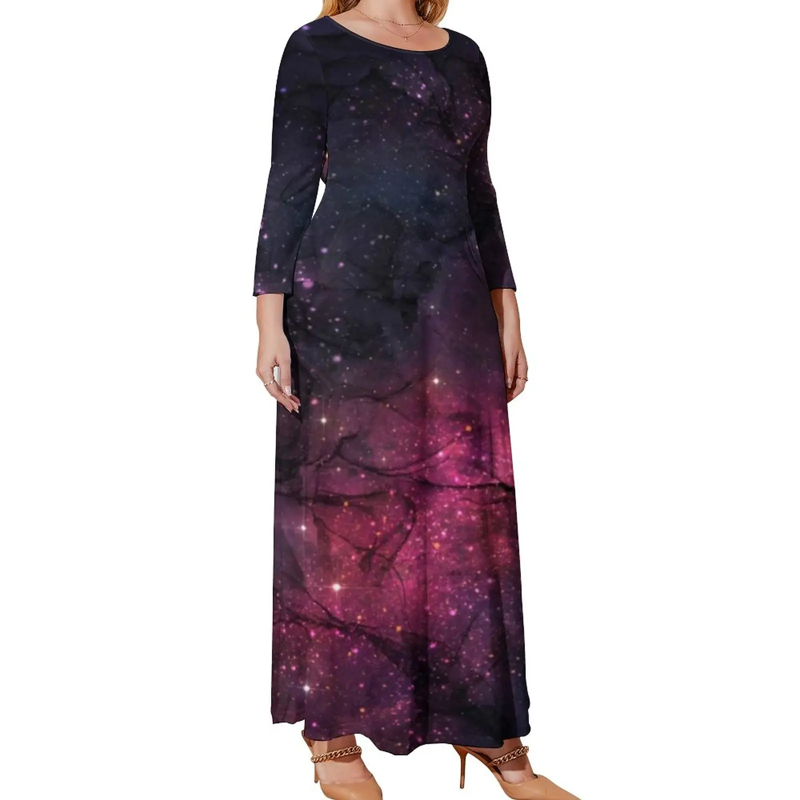 Starry Star Outer Space Dress Galaxy Planetary Stars Beach Dresses Street Wear Long Maxi Dress Cute Vestidos Plus Size 4XL 5XL