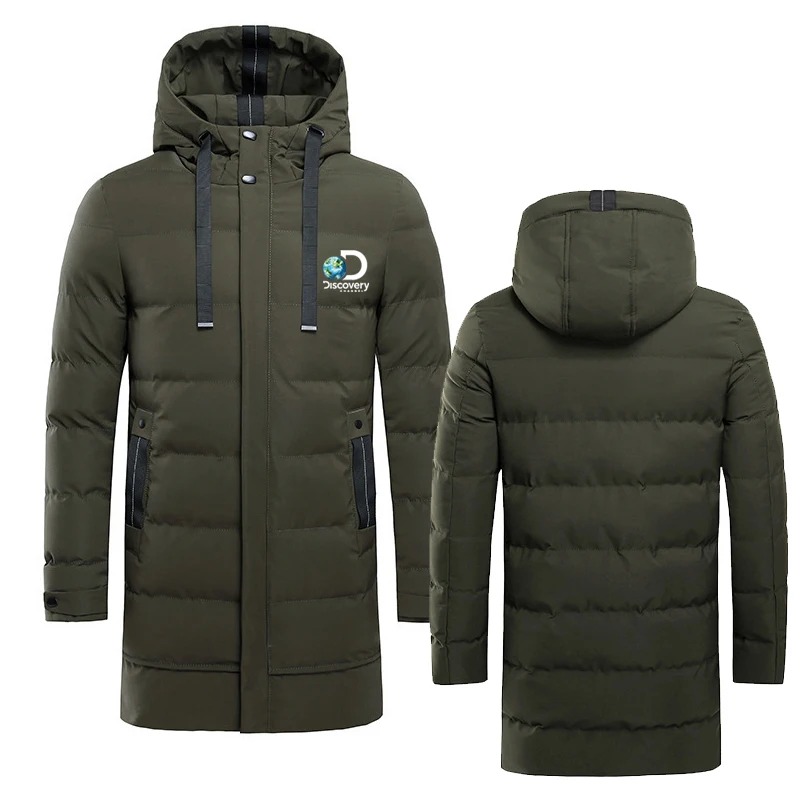Autumn winter Discovery men casual cotton padded clothes simple keep warm fashion hooded medium long down cotton padded clothes