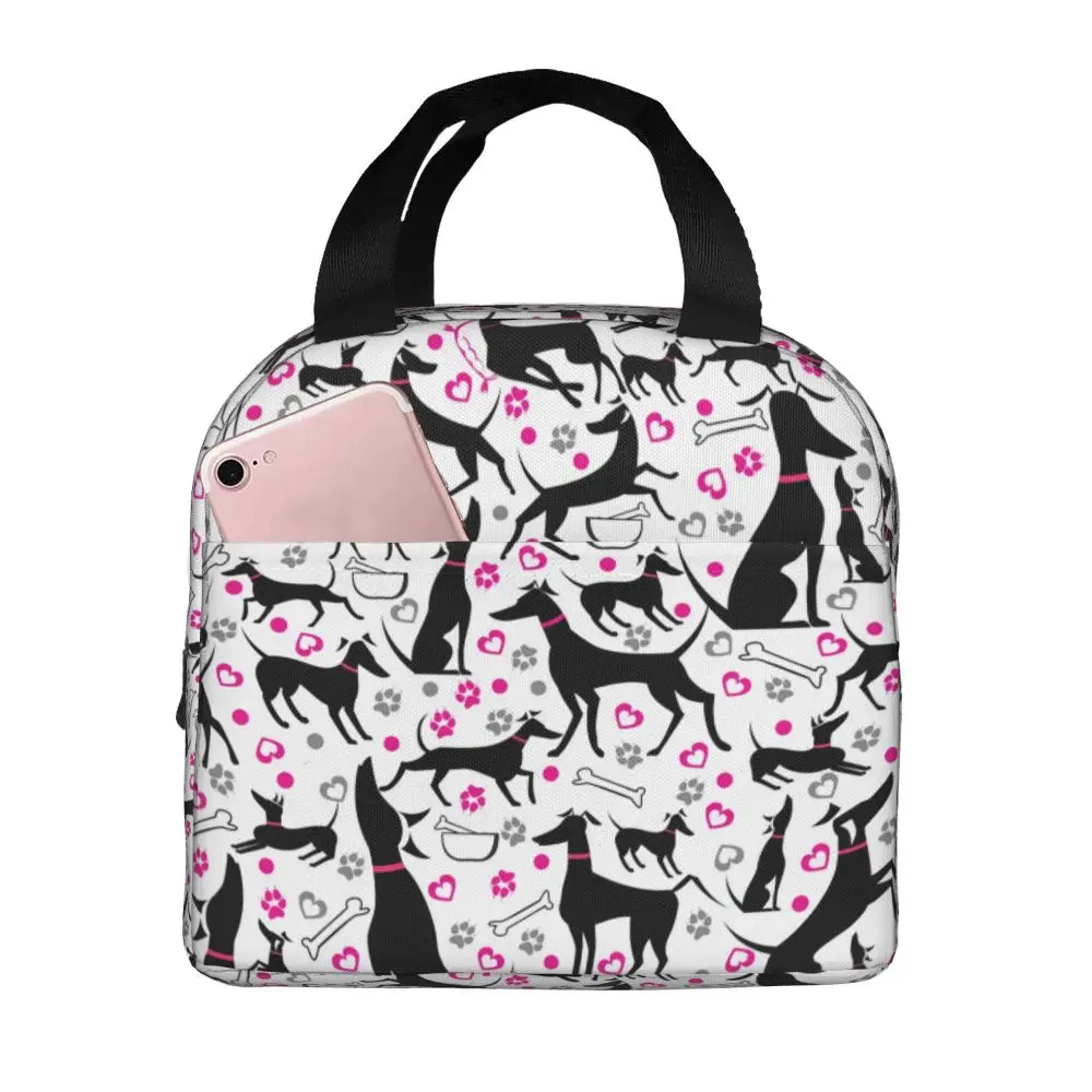 

Greyhound Insulated Lunch Bags for Women Leakproof Whippet Hound Dog Cooler Thermal Lunch Box Office Work School