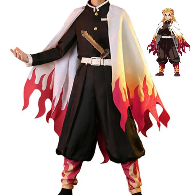 

Rengoku Kyoujurou Cosplay Demon Slayer Cosplay Costume Anime Rengoku Kyoujurou Wig Kimono Cloak Halloween Clothes Uniform